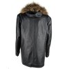 KOŽENÁ dámská černá bunda na zip s kapucí s pravou kožešinou XL