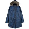 Nadměrný dámský modrý prošívaný kabát s kapucí  70