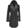 Vlněný (70%) dámský šedý kabát s kožešinou (vlna, kašmír) M