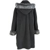 Vlněný dámský šedý kabát s kapucí XXXL