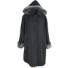 Vlněný dámský šedý kabát s kapucí XXXL