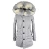 Dámská zimní šedá parka s objemnou kožešinovou kapucí K.Zell S