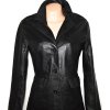 KOŽENÝ dámský měkký černý kabát BAY L 2