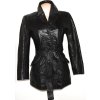 KOŽENÝ dámský černý kabát s páskem L 2