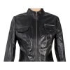 KOŽENÁ dámská černá bunda na zip BASIC LINE M, L