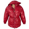 Dámský červený prošívaný kabátek s páskem a kapucí MOHITO 36