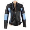 KOŽENÁ dámská černo-modrá bunda na zip M