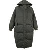 Péřový dámský khaki zelený prošívaný oversize kabát s kapucí GAP L
