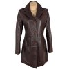 KOŽENÝ dámský hnědý kabát JP M