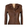 KOŽENÝ dámský hnědý kabát PARIS S