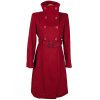 Vlněný (60%) dámský dlouhý červený kabát s páskem COCORO New York M