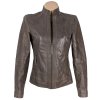 KOŽENÁ dámská hnědá bunda na zip Garden Romantic S