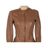 KOŽENÁ dámská hnědá bunda na zip PROMOD S