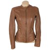 KOŽENÁ dámská hnědá bunda na zip PROMOD S