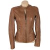 KOŽENÁ dámská hnědá bunda na zip PROMOD S