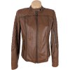 KOŽENÁ dámská hnědá koňaková bunda na zip Brend M