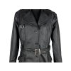 KOŽENÝ dámský černý kabát s páskem KARA XXL