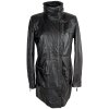KOŽENÝ dámský černý kabát na zip Le Monique L