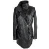 KOŽENÝ dámský černý kabát na zip Le Monique L