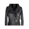 KOŽENÝ dámský černý kabát na zip Le Monique L