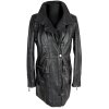 KOŽENÝ dámský černý kabát na zip Le Monique L