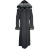 Vlněný dámský dlouhý šedý zimní kabát s kapucí Catherine L