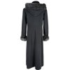 Vlněný dámský dlouhý šedý zimní kabát s kapucí Catherine L