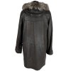 KOŽENÝ dámský kabát s kapucí s pravou kožešinou, odnímatelnou vložkou 44