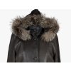KOŽENÝ dámský kabát s kapucí s pravou kožešinou, odnímatelnou vložkou 44