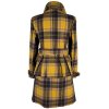 Vlněný (70%) dámský žlutý kostkovaný kabát Lee Cooper S