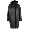 KOŽENÝ dámský černý zimní kabát s kapucí L