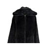 Dámský černý plyšový kožíšek s kapucí ZARA S