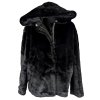Dámská černá kožíšková bunda s kapucí ETAM 10/38