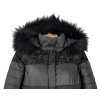 Dámská černá prošívaná bunda s kapucí s pravou kožešinou Concept K 42