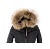 Dámská černá prošívaná bunda s kapucí s pravou kožešinou Moda Piu Anna M