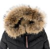 Dámská černá prošívaná bunda s kapucí s pravou kožešinou Moda Piu Anna M