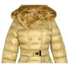 Dámský prošívaný zimní zlatý kabát s páskem a kapucí Hikiss M/38 3