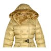 Dámský prošívaný zimní zlatý kabát s páskem a kapucí Hikiss M/38 4