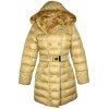 Dámský prošívaný zimní zlatý kabát s páskem a kapucí Hikiss M/38