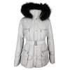 Dámská šedá prošívaná bunda s pravou kožešinou ANORAC  L*