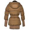 Dámský šusťákový teplý prošívaný hnědý kabát s páskem a kapucí XS 5