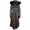 Dámský hnědý dlouhý kabát s kapucí GREENSTONE  S*