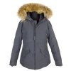 Péřová dámská šedá bunda s pravou kožešinou BOMBOOGIE  S*