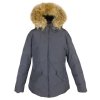 Péřová dámská šedá bunda s pravou kožešinou BOMBOOGIE  S*