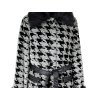 Dámský černobílý kabát s páskem - kohoutí stopa L/XL