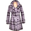 Dámský fialový károvaný zateplený kabát s páskem Dovello M