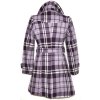 Dámský fialový károvaný zateplený kabát s páskem Dovello M