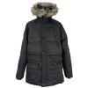 Péřový pánský černý prošívaný kabát s kapucí SMOG L