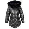 Dámský černý prošívaný zimní kabát s kapucí S'West M