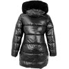 Dámský černý prošívaný zimní kabát s kapucí S'West M